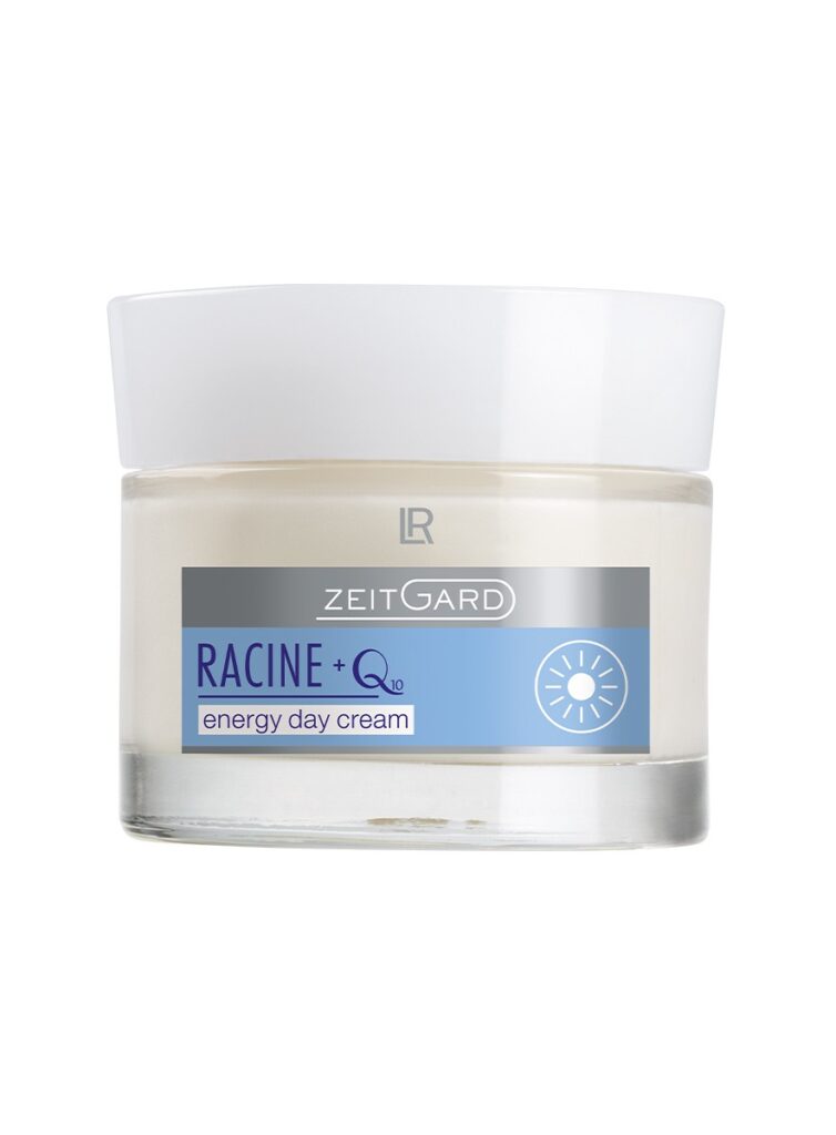 crema de día LR ZEITGARD Racine con Coenzima Q10 para pieles cansadas.
